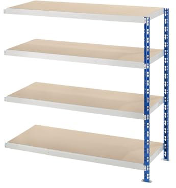 eurokraft | Basic | Großfach-Steckregal | T 600 mm | mit Spanplattenböden | Anbauregal | HxB 1508 x 1525 mm