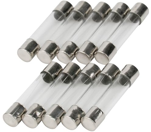 Förpackning med 10 SeKi finsäkring 5 A, 6 x 30 mm, bärg; glassäkring 250 V