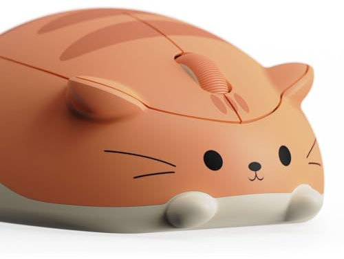 Akko Ratón inalámbrico para juegos, mice óptico de 3200 ppp, mouse trimodal Bluetooth 3.0/5.0/2.4G con receptor USB A, clic silencioso, ratón con forma de gato para ordenador portátil/PC (Orange Kate)