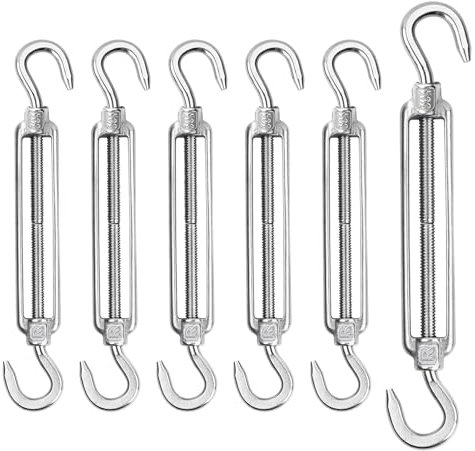 Forhandy 6 Stück Spannschloss, M6 Seilspanner Edelstahl 304 Spannschlösser, Verstellbare Drahtspanner Haken/Haken Heavy Duty Spannhaken