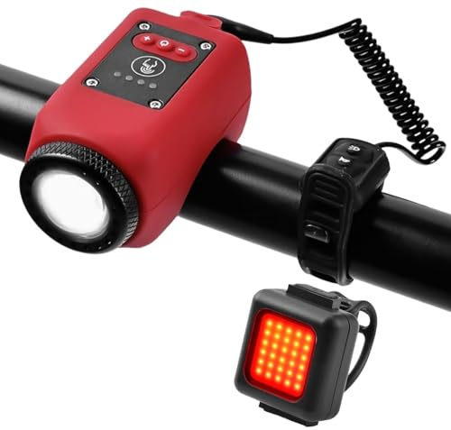 Clacson Elettrico 2 in 1, Campanello Elettronico per Mountain Bike con 4 Modalità di Luce e 6 Modalità Audio, IPX5 Impermeabile, Ricaricabile tramite USB