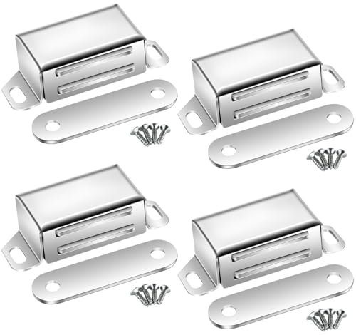 Selyse Magnetic Catch Door Magnets for Cabinet Doors, Strong 14 kg Magnetic Clasps, Stainless Steel Drawers, Magnetic Door Closer, Magnet for Furniture and Balcony Doors (Pack of 4)