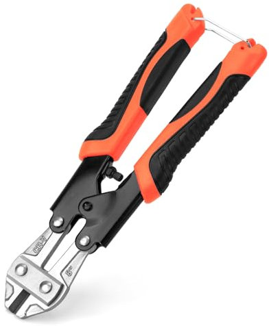 QWORK® Cortador de pernos, 220 mm Cr-V cortador de pernos pequeño con mango antideslizante, para cables, cadenas y resortes