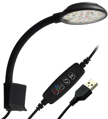 GERUI 7W USB 5V2A Vollspektrum Clip On Aquarium Lampe, Aquarium Led Beleuchtung,einstellbarer Timer, einstellbare Helligkeit,Einstellbare Lichtfarbe,für 20 bis 40 CM Fisch tank