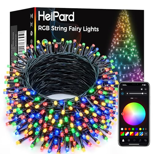 HeiPard Stringa di Luci LED RGB Smart 30m, 300 LED con Cambio Colori, App & Telecomando, Interno & Esterno IP44, Controllo Vocale & Musicale per Natale, Feste & Decorazioni