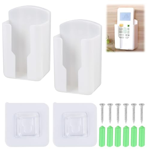 2 Pièces Support Télécommande Mural, Support Mural Telecommande, Porte Telecommande Mural avec Adhesif et Vis, pour TV, Climatisation et Autres Petits Objets, Installation Facile et Pratique