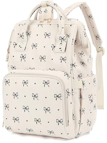 Dezcrab Baby Diaper Bag Backpack for Mom, Large Capacity Travel Nappy Bag for Boys & Girls with Stroller Straps (Corduroy Bow Tie)