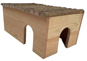 Gnagarhaus-kaninhus-kaninhus-marsvins-hus-hamsterhus-2 på/utgångar – super hög kvalitet, robust och stabilt hus – tillverkad i EU- olika storlekar (hasselnötsträ, XL)