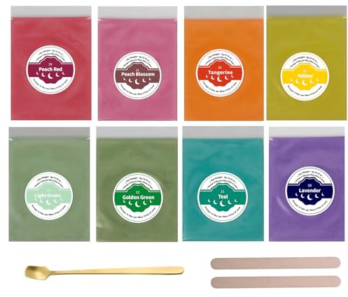 Canollo 8 Epoxidharz Farbe Mica Pulver 5g, Farbpigmente für Gießpulver, Perlglanz Epoxidharz Farbe metallischer Pulver für Seifenfarbe, Kerze, Schmuckherstellung, Kosmetischer, Nagellack, Badebomben