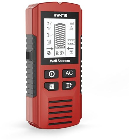 Rilevatore Tubi e Cavi Elettrici 5 in 1, Metal Detector da Parete con Display LCD e Allarme Acustico, Scanner per Rilevare Legno, Metallo e Rilevatore Perdite Acqua Tubi