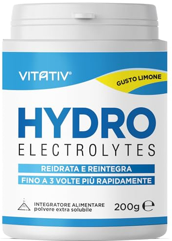 HYDRO Elettroliti Integratore alimentare | Bevanda Elettrolitica con Sali Minerali e Vitamina C per Idratazione Rapida e Recupero | Gusto Limone | 200g fino a 25 litri di bevanda | Vitativ