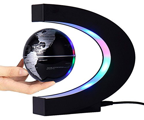 Magnetic Levitation Floating Globe 3 inch with LED Lights C Shape World Map for Desk Decoration