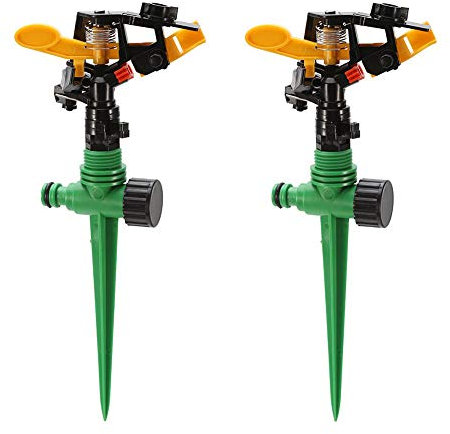 2PCS 360 ° Rotatif Arroseur Pulvérisateur à Eau Ajustable Durable,Gicleurs à Percussion pour Jardin Pelouses Outil Irrigation Arrosage Système Refroidissement par Brouillard Jardinage