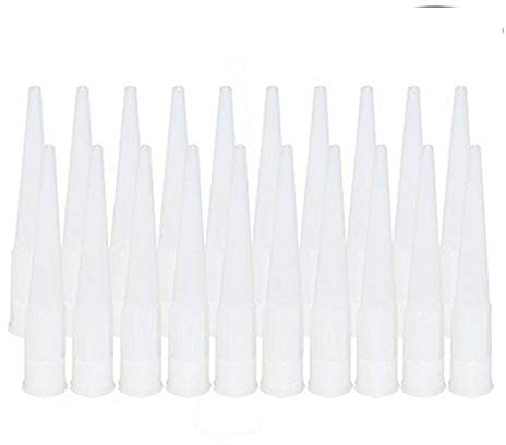 PPX silikonmunstycken 20-pack, skruva-på fogpistolmunstycken, vit plast, förlängningsverktyg