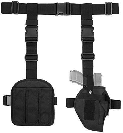 Gexgune Tactical Drop Leg Holster Set mit Tactical Belt Pistolenhalter Verstellbare Airsoft Military Oberschenkel Holster Tasche Utility Pocket
