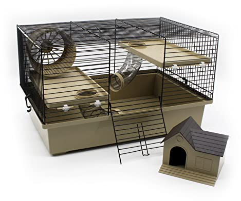 Gnagarbur små djur MAT II inkl. tillbehör beige 48 x 31 x 29 cm mus hamster bur
