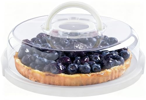 ATRDTO 12inch Portable Pie Carrier with Lid and Cupcake Muffin Tart Cookie Keeper Food, for Wedding Party Baby Shower Party Christmas (White)