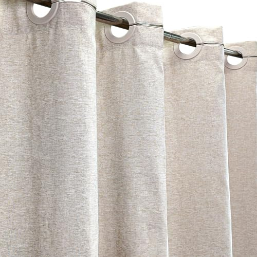 YISURE Cortina de ducha sin ganchos, 180 x 180 cm, aspecto de lino, lino sintético, pesado, beige, crema, estrecha, cortina de baño, tela impermeable, lavable a máquina, ancho 180 x alto 180 cm