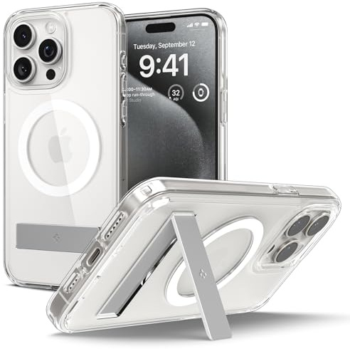 Spigen für iPhone 15 Pro Ultra Hybrid S MagFit All-in-One Hülle mit Ständer Kompatibel mit MagSafe Handyhülle Case Schutzhülle -Crystal Clear
