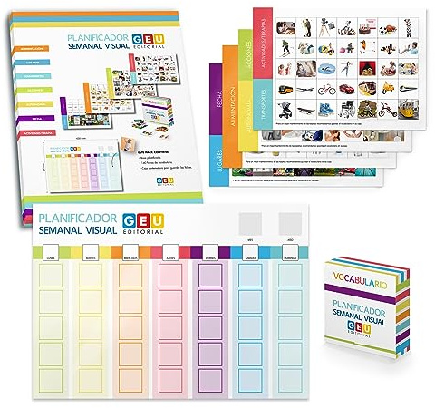Planificador Semanal para Niños | Panel Rutinas | Tabla de Tareas para niños con Pictogramas - Editorial GEU (Semanal)