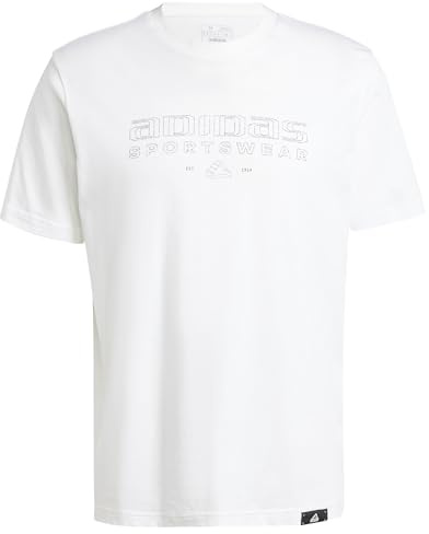 adidas Men's TECH Linear Graphic TEE, White, XS