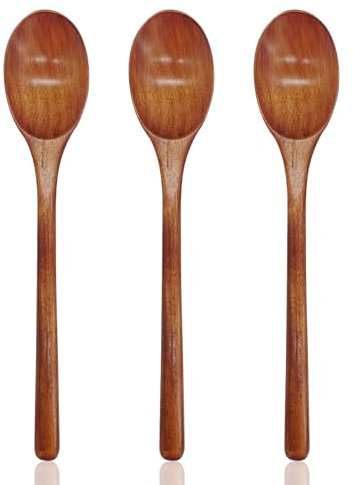 EQLEF Holzlöffel Set Lang, 3er Pack Langer Holzlöffel, Ideal für Kochen, Rühren, Backen, 23.5cm