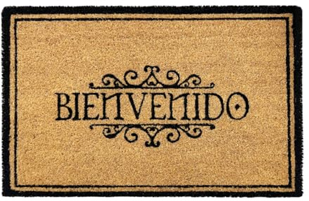 Acomoda Textil – Felpudo de Coco Natural Ecológico Animado con Dibujos y Frases. Felpudo Resistente y Antideslizante, Ideal para Interior y Exterior en Puertas de Hogar, Jardín y Oficina. (Bienvenido)