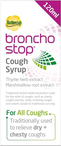 Buttercup BronchoStop Cough Syrup | for All Cough Types | Relives Dry & Chesty Coughs | Available in Two Sizes | Alcohol Free Cough Medicine (120ml)