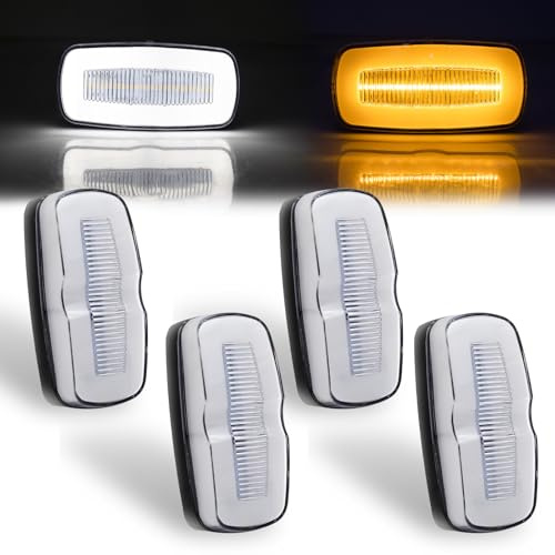 Biqiure 4PCS Luces de Posición Laterales LED 12V 24V Marcador de RV Luz trasera delantera indicadores de posición Función de dirección dinámica para Caravana Camper Van Camión,Blanco