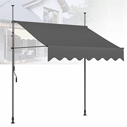 ACRaBoss Patio Telesawning Awning Manual Retractable Awning, Balcony Awning with Hand Crank, Non-Screw Outdoor Sun Shade, Adjustable Pergola Shade Cover with Uv Protection, Height Adjustable, Uv & Wat