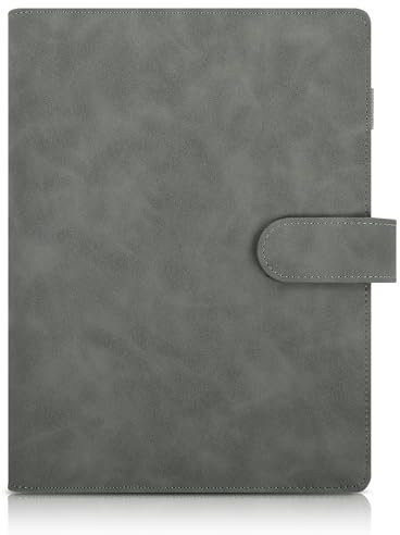SKYDUE A5 Binder, a5 Ringbuch Kunstleder, Ringbuch A 5 Nachfüllbar, Budget Binder, Notizbuch A5(Innenpapier Nicht Enthalten), Organizer Für Büro Schule Und Reisearbeit(Dunkelgrau)