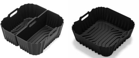 3 Pezzi Teglie Accessori per Friggitrice ad Aria, Riutilizzabile Silicone Teglia per Friggitrice ad Aria 4,5-8QT (Nero)