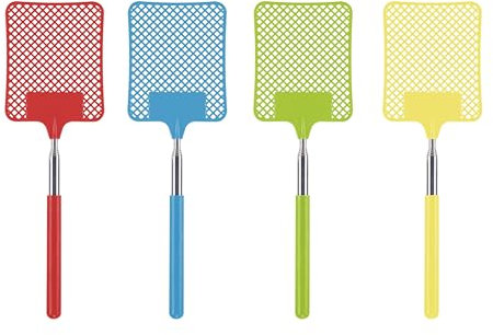 BEPER C206UTI020 Tapette à Mouches télescopique, tapette à Mouches Extensible, Tige en Acier Inoxydable, Extensible jusqu'à 76 cm, Couleurs Assorties, Couleur aléatoire, 1 pièce