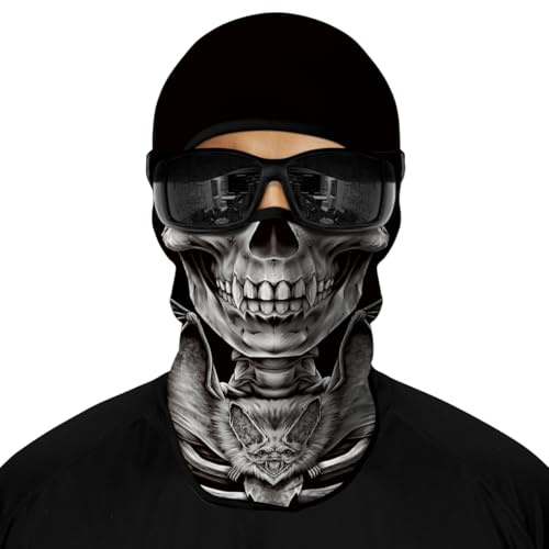 ShopINess Pasamontañas Calavera 3D UPF 40+ en Microfibra para Moto Esquí Snowboard Ciclismo | Balaclava Transpirable para Halloween Carnaval y Deportes Outdoor