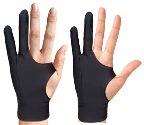 2 guanti da disegno per artisti, per tavolette grafiche, per mano sinistra e destra, per arte, schizzi digitali, disegno di carta, nero