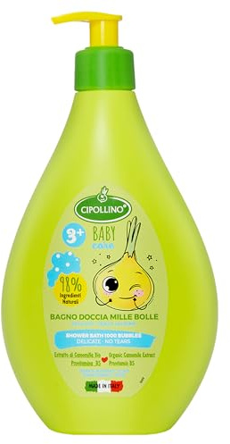 CIPOLLINO Bad Dusch Mille Delikat Bubbles Inga tårar för känslig hud med ekologisk havre, ekologisk kamomill, glycerin och provitamin B5 - Silikonfri, Parabener, SLS - 400 ml