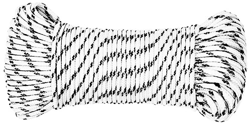 Cuerda trenzada para barcos (5 mm x 100 m, poliéster, para interior y exterior)