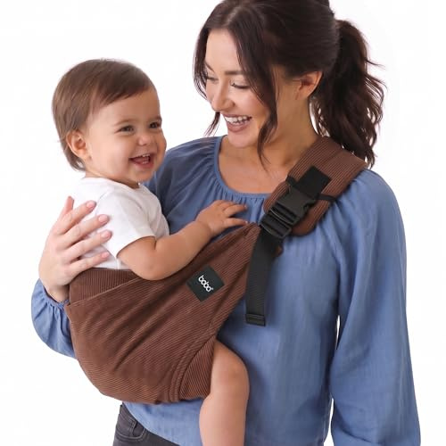 Boba Buddy Mochila Portabebés - Pana y Algodón, Ergonómico con Tirantes Ajustables, Hebilla de Seguridad y Asiento Amplio, Incluye Bolsa de Transporte a Juego (9-48 Meses/8-20 kg)