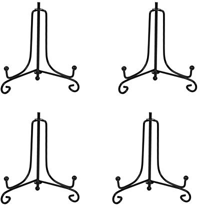 (4 pack)Iron Display Stand, Black Iron Easel Plate Display Photo Holder Stand, Displays Picture Frames, Cookbooks, Decorative Plates, Tablets and Art 4 Inch