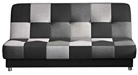 MOEBLO Sofa mit Schlaffunktion und Bettkasten, Couch für Wohnzimmer, Schlafsofa Sofagarnitur Polstersofa Wohnlandschaft - Kaya (Schwarz,Dunkelgrau,Hellgrau (Swana14+05+21))