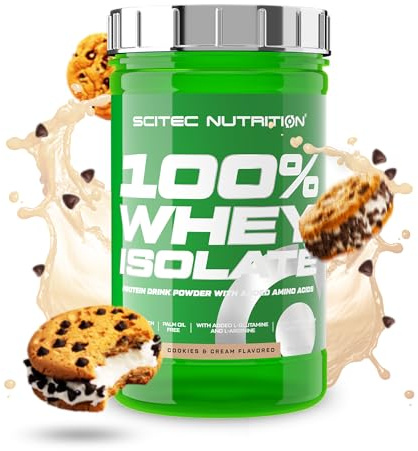 Scitec Nutrition 100% Whey Isolate – Pure Protein Power with BCAAs – Glutamine & Arginine – Sugar & Gluten Free Formula, 700 g, Cookies & Cream