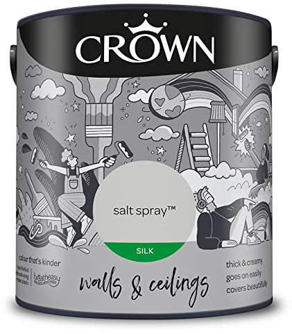 CROWN 2.5L Breatheasy SILK Emulsion Paint for Walls & Ceilings - SALT SPRAY