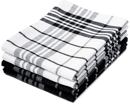 Encasa XO Küchenspiele und Küchenspiele Black Non-Terry Toallas de Felpa de algodón hautement absorbantes | 70x45 cm | Vielseitig einsetzbar zum Waschen und Reinigen 4er-Satz