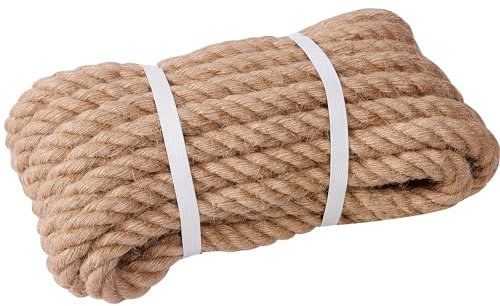 XINSHUNCAN 24mm Jute Rope,10 M/32 Feet 4-Strand Thick Strong Hemp Rope,Heavy Duty Natural Jute Rope for Craft Rope,DIY Cat Scratch Post,Garden Bundling, Chandelier, Climbing Hammock