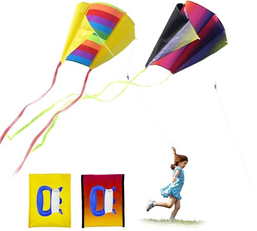 SKHAOVS 2 Stück Drachen Tragbar Regenbogendrachen mit Langen bunten Schwänzen, Taschendrachen für Anfänger, Lenkdrachen Anfänger Flugdrachen, für Spiele und Aktivitäten im Freien (Bunt)