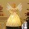 Lewondr Ange de la Cime du Sapin de Noël, 12 Cimier d'arbre de Noël Ange avec 8 Modes de Lumières, Figurine d'ange avec Aile, Décoration de l'arbre de Noël avec Minuterie 6H pour la Maison, Or