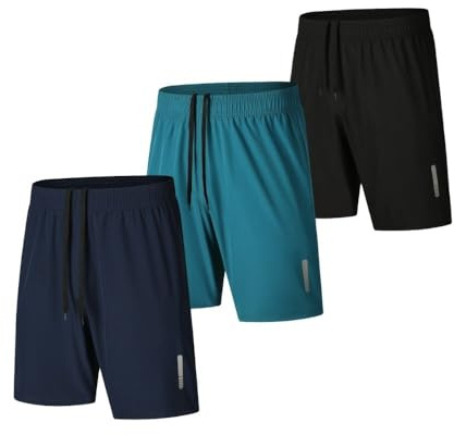 fovdtaa Lot de 3 shorts de sport pour homme à séchage rapide, pour la gym, la course à pied, l'entraînement, M