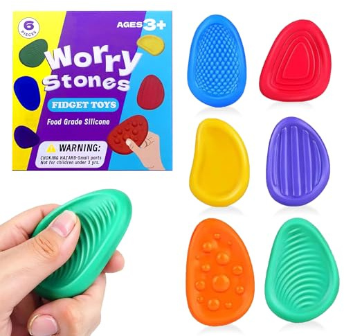 Fidget Toys Pierre Sensorielle,6 Jouets Fidget Toy Sensory Stones Anti Stress, Jouets Sensoriels pour Réduction du Stress, Anxiété, TDAH & Autisme (Fidget Toys)