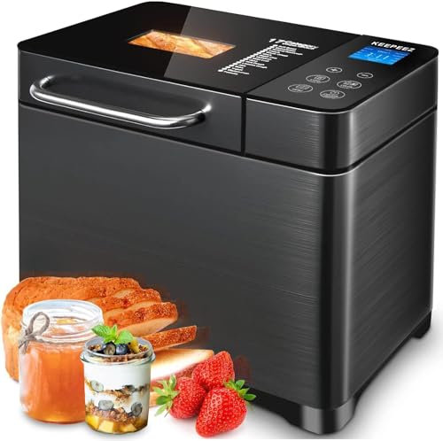 KEEPEEZ Premium 710W Konvektions-Brotbackautomat mit Gesundem Keramik-Backform, 17-in-1 Edelstahl Brotmaschine, Automatischem Nuss-Dispenser, Dualen Temperatursensoren, Touchpanel aus Sicherheitsglas
