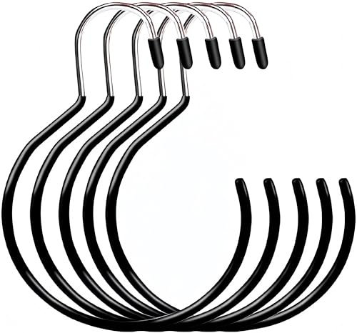 Zhenghebuy Scarf Ring Hangers,5PCS Non-Slip Tie Hanging Hooks,Circle Shape Clothes Hanger,Belt Rack,Closet Organizer Accessory Holders for Scarves,Bags,Jewelry(Black)
